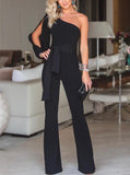 Explosive One-shoulder Sleeves with Jumpsuit Trousers