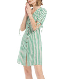 Sexy V-neck Striped Short-sleeved Dress