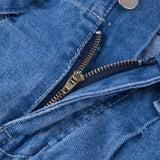 Women's 9-Pants Pants High-waisted Raw-Waist Belt Jeans