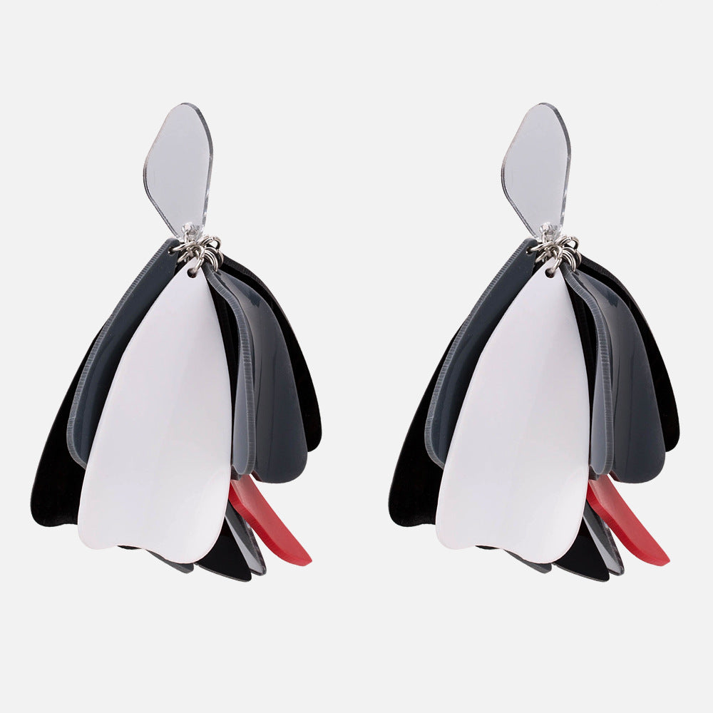 Irregular Acrylic Geometric Earrings Creative Mixed Color Petals Long Earrings Female