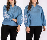Large Size Puff Sleeve Long Sleeve Lapel Shirt
