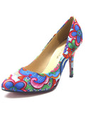 Spring Shallow High Heel Women's Shoes National Wind Retro Pointed Flowers Small Single Shoes