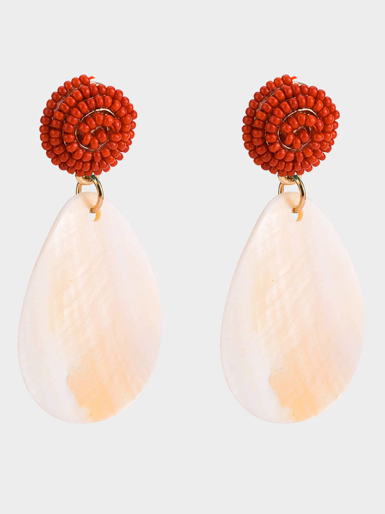 Beaded Acrylic Petal Drops Long Shell Earrings Female