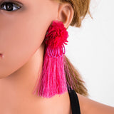 Flower Tassel Earrings Trend Street Shooting Inlaid Earrings
