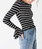 Sexy Round Neck Flare Sleeve Tight T-Shirt