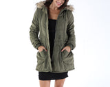 Army Green Thickening Slim Fur Collar Winter Coat Cotton Coat