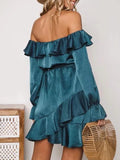 Fashion Off-shoulder Long-sleeved Lace Dress