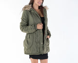 Army Green Thickening Slim Fur Collar Winter Coat Cotton Coat