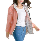 New Womens Windbreaker Hooded Jackets Lightweight Solid/Printed Reversible Windproof Coats Casual Outdoor Anoraks