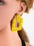 Fashion Jewelry Personality Wild Geometric Square Metal Earrings Female