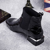 Large Size Women's Boots Winter Square Head Thick with Patent Leather Feet Short Boots British Style Fashion Martin Boots