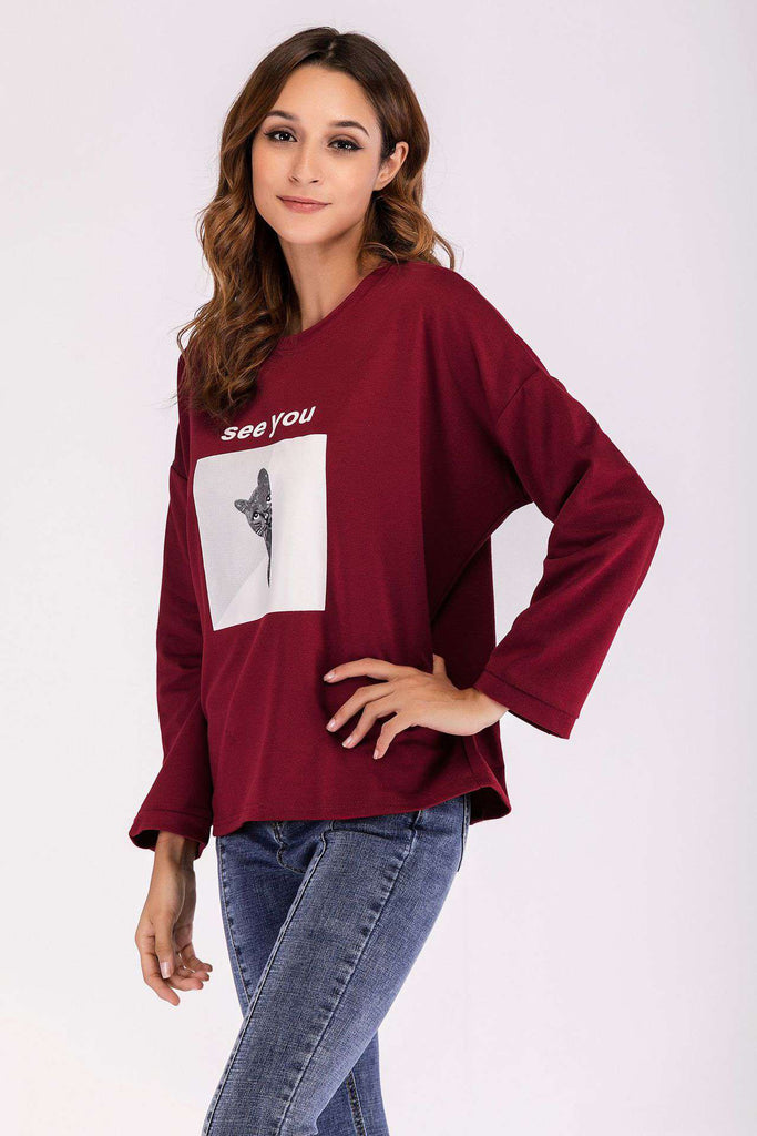 Autumn New Letter Printing Women's Sweater Women's New Bottoming Shirt Ladies Long-sleeved Sweater