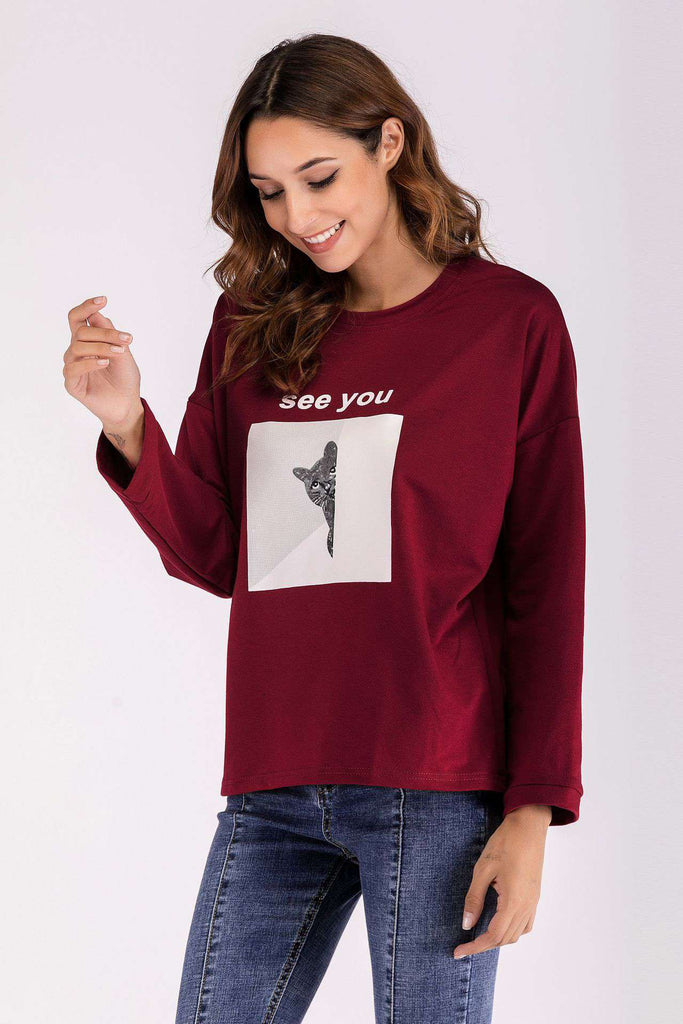 Autumn New Letter Printing Women's Sweater Women's New Bottoming Shirt Ladies Long-sleeved Sweater