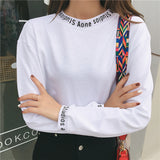 Long Sleeve Round Neck Pullover Letter Thin Section Wild Top