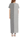 Striped Stitching Embroidered Dress