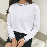 Long Sleeve Round Neck Pullover Letter Thin Section Wild Top