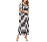 Women Fashion Striped Loose Maxi Dress