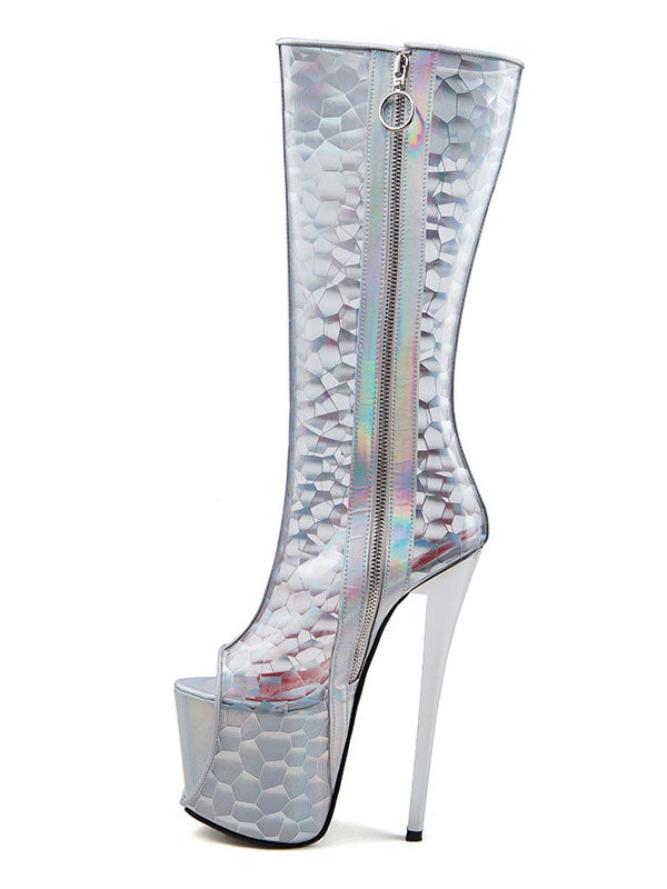 Hate High Transparent High Boots Pvc Extra Large Code Sex Fun Colorful Fish Mouth