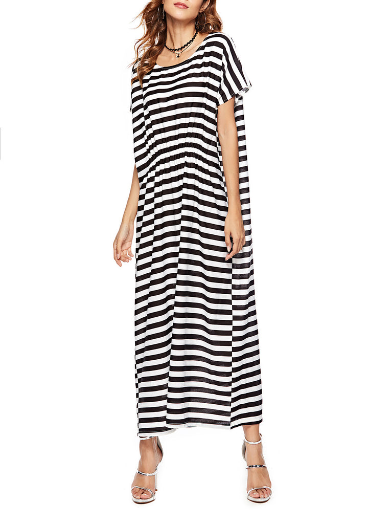 Women Fashion Striped Loose Maxi Dress