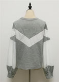 Round Neck Color Matching Lantern Sleeves Loose Sweater