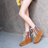 Autumn New Flat Bottom Large Size Bare Boots Warm Snow Boots Comfortable Boots