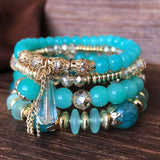 Bracelet Handmade Beaded Gold Multi-layer Ring Elastic Rope Crystal Bracelet