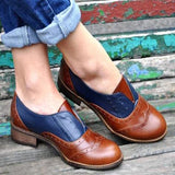 Autumn and Winter Large Size Single Shoes Female England Carved Women's Round Head Shoes Brock Casual Shoes