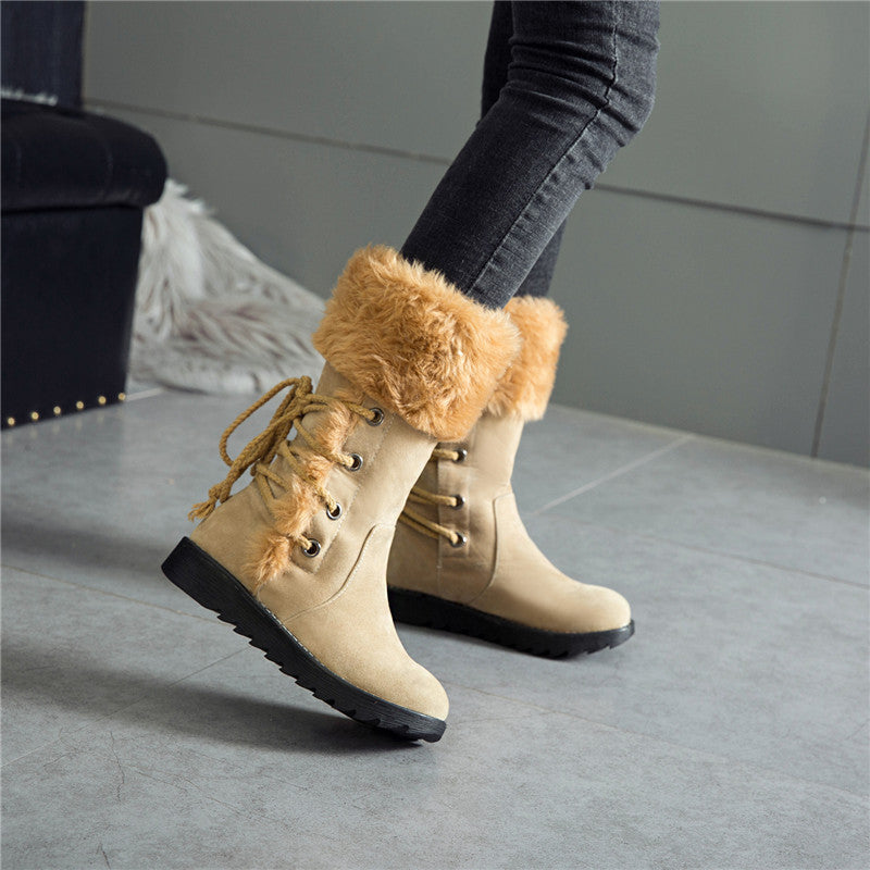 New Autumn Women's Shoes Ladies Large Size Snow Boots Fur Boots