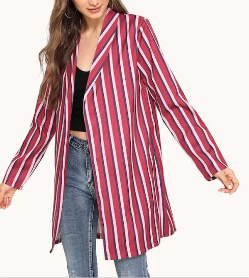 Striped Waistband Long Sleeve Jacket