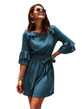 Independent Design Fashion Women's Autumn and Winter Cropped Sleeves Round Neck Dress