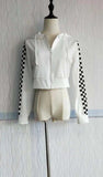 Plaid Printed Hooded Short Long Sleeve Cardigan Coat