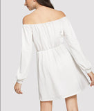 One-neck Zipper White Sweater Dress