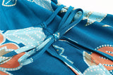 Bohemian V-neck Tie Print Irregular Mini Dress