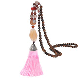 Literary Fringed Necklace Original Beaded Sweater Chain Linen Cotton Accessories