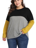 Large Size Women's Contrast Color Stitching T-shirt