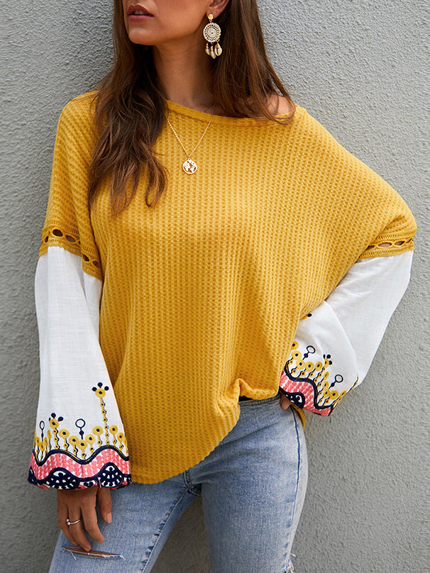 New Autumn and Winter Knit Stitching Top Sweater