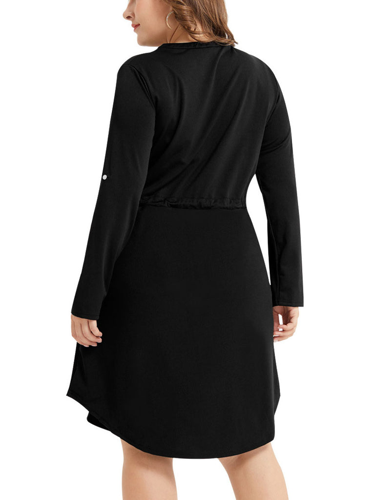 Large Size Women's Dress Plus Size Zipper Waist Pocket Skirt