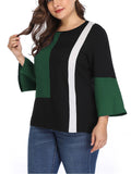 Large Size Women's Stitching Contrast Color Matching Shirt