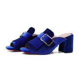 Fashion Sandals and Slippers High-heeled Belt Buckle Gold Velvet Sandals Fish Mouth Temperament Sandals and Slippers