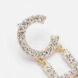 Exaggerated Temperament Long Earrings Diamond-studded Earrings Female Personality Simple Plating Gold Earrings