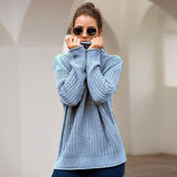 Autumn and Winter Women's Three-color Long-sleeved Turtleneck Sweater Loose Sweater