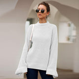 Autumn and Winter Sweaters Three-color Large Trumpet Sleeves Loose Pullover Sweater
