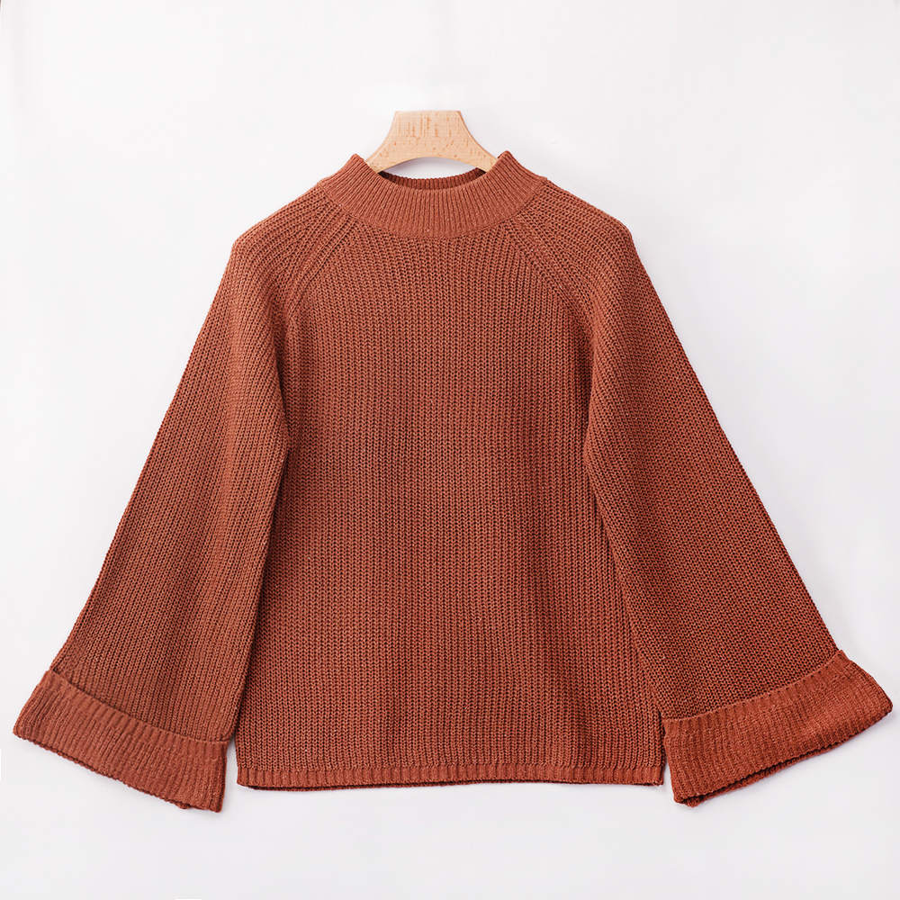 Autumn and Winter Sweaters Three-color Large Trumpet Sleeves Loose Pullover Sweater