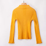Autumn and Winter Women's Four-color Slim Temperament Half-high Collar Sweater Top