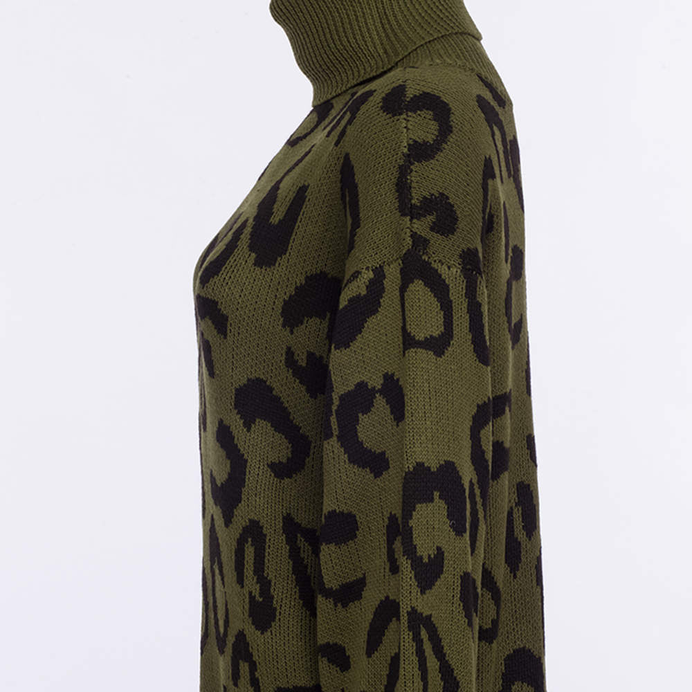 Autumn and Winter New Leopard-print Loose Knit Sweater