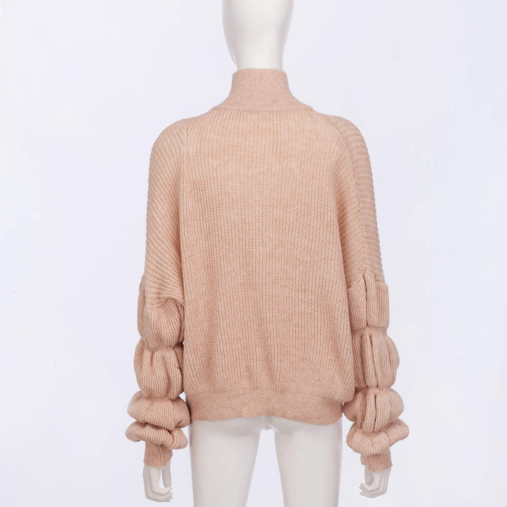 Autumn and Winter New Women's Four-color Lotus Root Sleeves Loose Knit Sweater