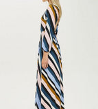 Color Printed Diagonal Stripe Dress