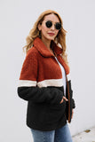 Fashion Plush Colorblock Pocket Women's Jacket Coat