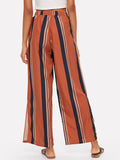 Colorful Striped Split Nine-point Pants Wide Leg Pants