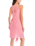 Chiffon Solid Color Off-Shoulder Sleeveless Tank Dress